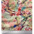 thumbnail image 1 of Soimoi Orange Rayon Fabric Insect,Peach & Pink Floral Print Fabric by The Yard 42 Inch Wide, 1 of 3