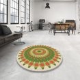 thumbnail image 4 of Ahgly Tapis Rond Lavable en Machine Intérieur Transitionnel Marron Or, 4 Pieds Rond, 4 of 7