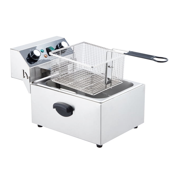 BeesClover Friteuse Électrique en Acier Inoxydable, Comprend Panier et Couvercle, Protection contre la Surchauffe, Idéale pour un Usage en Restaurant Ou en Cuisine