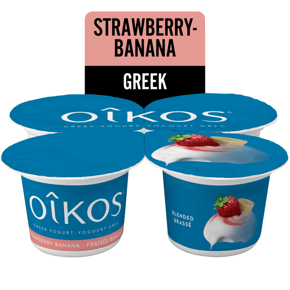 Oikos Greek Yogurt, Strawberry, Blended, 2% M.F, 4x100g