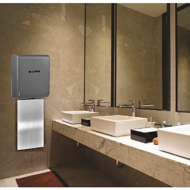 Alpine Industries Willow Commercial Gray High Speed Automatic Electric Hand Dryer with Wall Guard