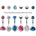 thumbnail image 2 of BodyJ4You 6PCS Belly Button Rings 6 Replacement Balls 14G Steel Aqua Pink CZ Navel Body Jewelry, 2 of 6