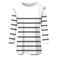 thumbnail image 4 of Lenpel Hauts à Manches 3/4 pour Femmes Tendance à Rayures Col Rond Grande Taille Tuniques T-Shirts Décontractés Blouses, 4 of 5