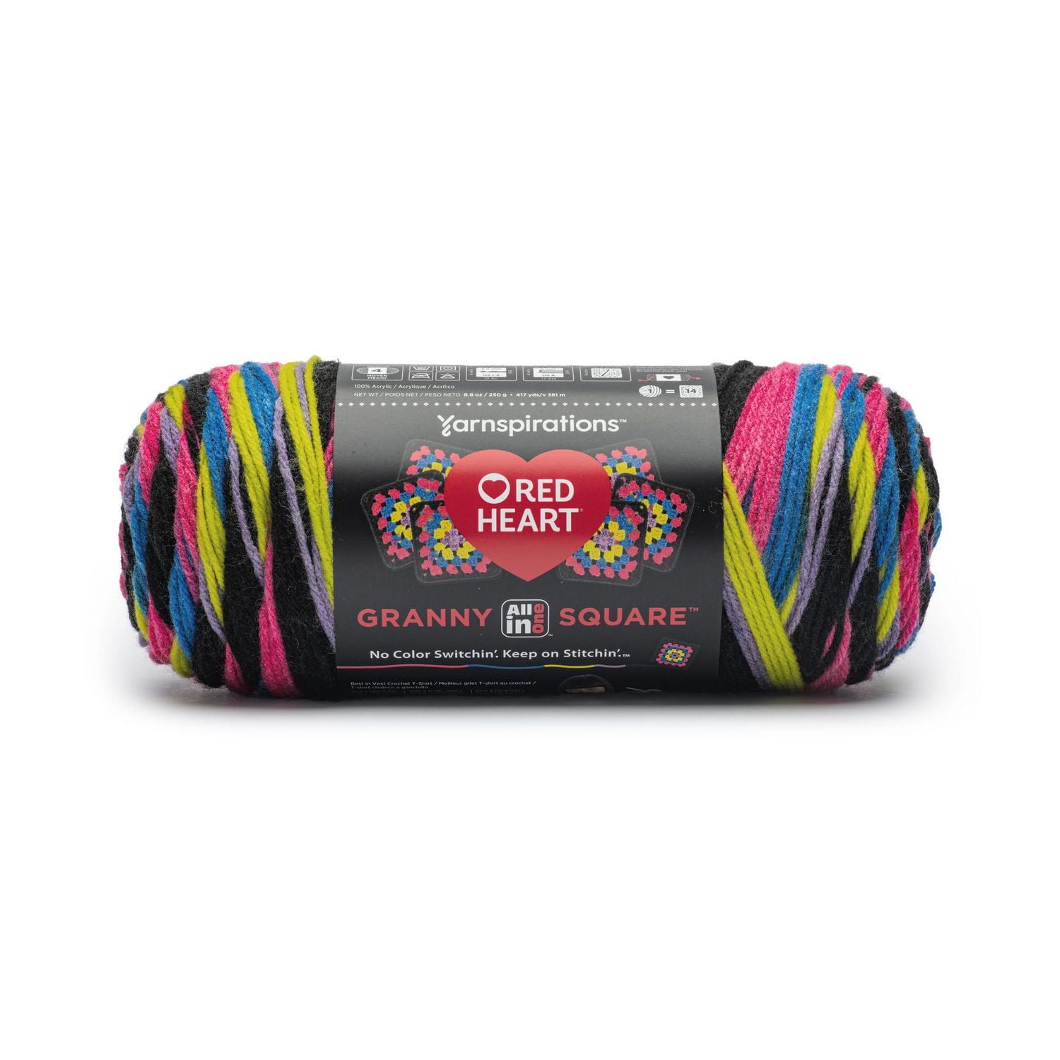 Red Heart® All In One Granny Square™ Fil acrylique peigné n° 4 (moyen) 8.8oz/250g 417 Yards
