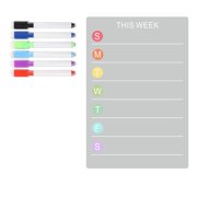 Refrigerator Magnetic Whiteboard Clear Acrylic Message Board Dry Erase Weekly Planner 7.9x11.8 Inch with 6 Colors Markers for Kitchen Refrigerator