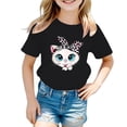 thumbnail image 1 of PMVFHDE T-Shirts Graphiques Mignons T-Shirts Chemises pour Fille Grande Taille Hauts pour Fille Hauts Tendance pour Filles T-Shirt Graphique Mignon pour Fille Col Rond Manches Courtes T-Shirt d'Été Décontracté Noir, 5-6 Ans, 1 of 5