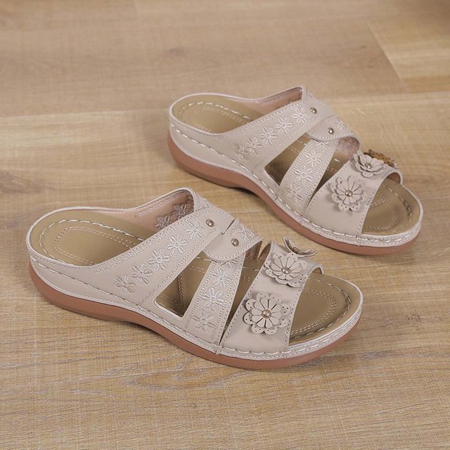 LSLJS Sandales à Talon Compensé à Fleurs d'Été pour Femmes, Pantoufles de Mode pour Dames, Chaussures Décontractées, Pantoufles pour Femmes