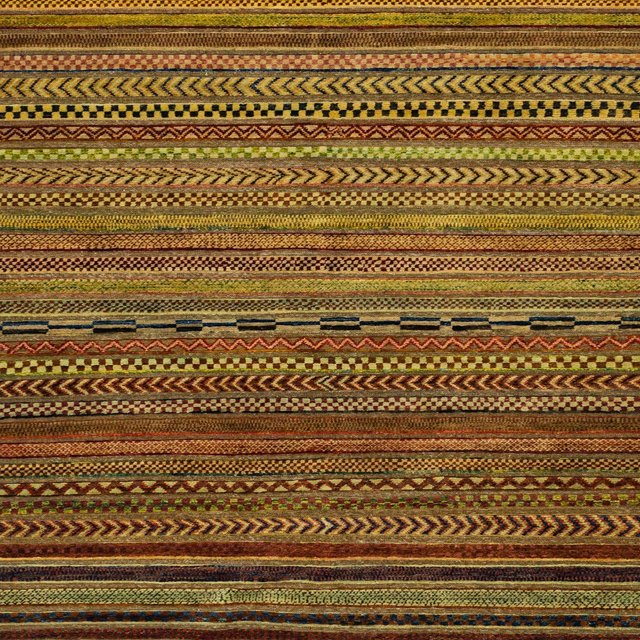 Ahgly Company Tapis d'Intérieur Carrés Abstraits Rouge Brun de Style Oriental, 7 Pieds Carré