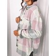 thumbnail image 3 of ORUYROP Womens Casual Plaid Shacket Button Down Long Sleeve Shirt, 3 of 5
