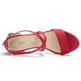 thumbnail image 4 of BLISSFUL STEP Women's Solid Color Open Toe Cross Strap Mid Chunky Heel Sandals, 4 of 7