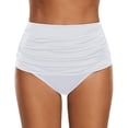 thumbnail image 2 of Women‘s Ruched Shirred Swim Shorts Quick Dry High Waist Tummy Control Summer Shorts Elastic Waistband Swimsuit Briefs, 2 of 7
