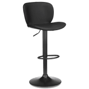Bouclair Black Textured Faux Leather & Metal Adjustable Bar Stool