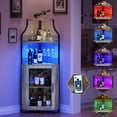 thumbnail image 3 of Armoire de Bar d'Angle, Armoire à Vin Moderne avec Tablettes de Rangement et Porte en Treillis, Armoire de Rangement pour Alcools de Bar à Domicile avec Support en Verre pour Salon, Salle à Manger, 3 of 6