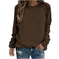 thumbnail image 1 of Yuyuzo 2025 Automne Chandail Sportif Uni pour Femme Décontracté Ample à Col Rond Raglan à Manches Longues Chandail Tunique Hauts Brun, 1 of 7