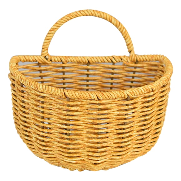 Birdeem Rattan Style Storage Basket, Wall Mounted for Kitchen, Bathroom, Decorative Home Organization