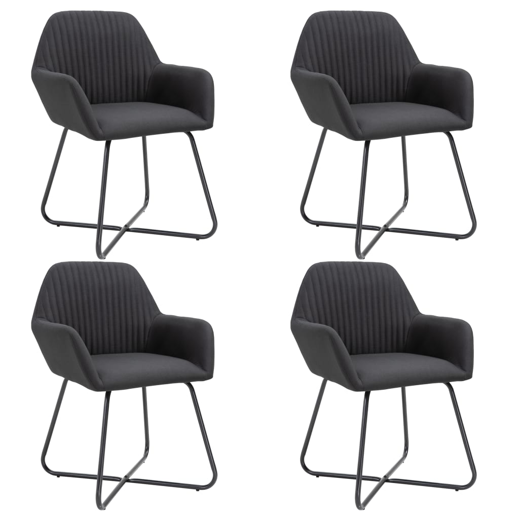 vidaXL Chaises de Salle à Manger 4 Pcs Tissu Noir