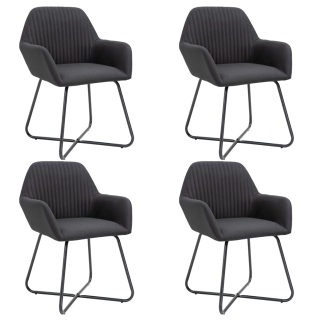 vidaXL Dining Chairs 4 pcs Black Fabric