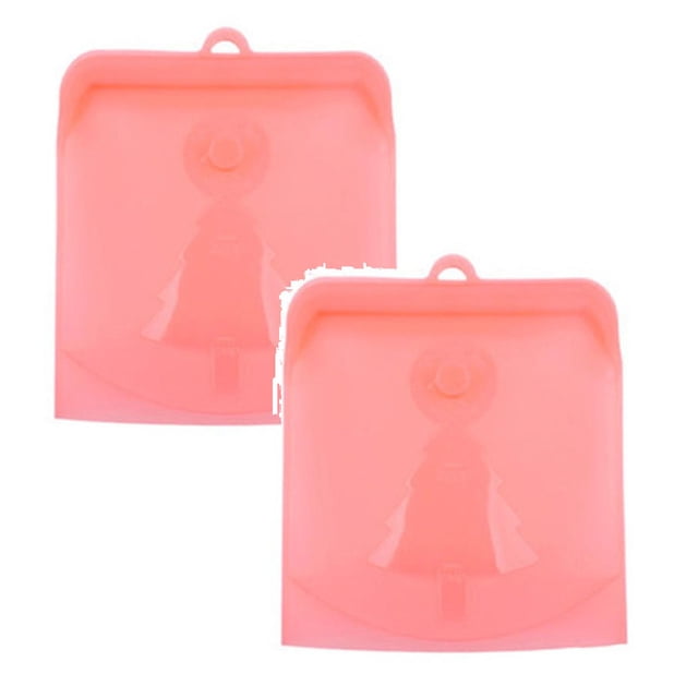 Oleegame 2 Pcs Boîtes à Collations pour Enfants pour l'École Sac de Rangement Alimentaire en Silicone Réutilisable Sac à Sandwich Sac de Congélation Scellé Sac à Collation Liquide Lunch Fruit Sac de Produits Frais / Meilleur Sac de Rangement et de Cuisson (1 Pce) Rouge