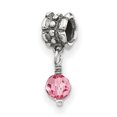 thumbnail image 1 of 925 Sterling Silver Charm For Bracelet Pink Preciosa Crystal Dangle Bead Stone, 1 of 8