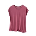 thumbnail image 1 of BLVB Plus Size Pajama Tops for Women Loose Fit V Neck Short Sleeve Soft Modal Sleep Shirts Loungewear, 1 of 6