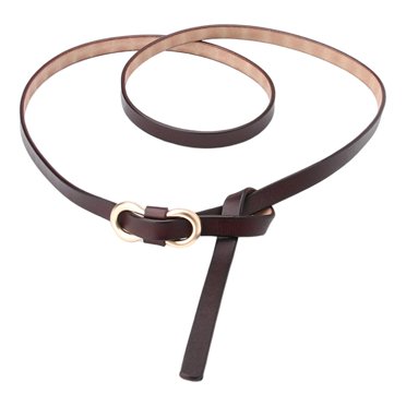 Milaget Stylish Women Belts Thin Waist Belt Vintage Alloy Buckle Adjustable Skinny Brown