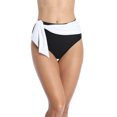 thumbnail image 3 of Women Swimming Shorts Color Block Belt High Waist Tankini Briefs, 3 of 6