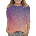 thumbnail image 1 of lcziwo Hauts à Paillettes pour Filles Manches 3/4 Chemisiers Habillés à Paillettes Graphiques Décontractés Col Rond Chandails en Coton Multicolores Ropa de Verano Para Mujer, 1 of 6