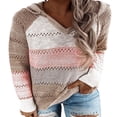 thumbnail image 1 of Women Knitted Plus Size Hollow Hooded Sweater Long Sleeve Pullover Jumper Top, 1 of 3