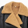 thumbnail image 4 of Veste Courte à Manches Longues Noire pour Femmes, Imprimé, Col Roulé, Faux Cuir, Joyeuses Fêtes, Noël, Décontractée, Thermique, à Capuche, Hiver Automne 2025 TP, 4 of 5