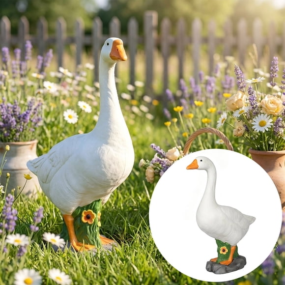 BUTASY Porch Goose Large Porch Gooses Statue Realistic Hollow Plastic Garden Gooses with Removable Cowboy Hat and Bandana Stones Base with Sand-Fillable Designs