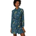 thumbnail image 1 of Allegra K Robe-Chemise à Fleurs pour Femme à Revers, Boutonnée, avec Ceinture, m Bleu Sarcelle, 1 of 6