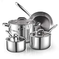 thumbnail image 1 of Cook N Home 02644 7-Piece Tri-Ply Clad Stainless Steel Cookware Set, Silver, 1 of 5