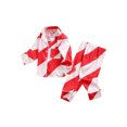 thumbnail image 2 of FOCUSNORM Kids Pajamas Set Stripe Printed Pattern Long Sleeve Tops and Pants, 2 of 7