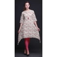 thumbnail image 4 of Bimba Kurti Asymétrique à Imprimé Floral Feuilles Roses et Magnolia pour Femmes Robe d'Été Indienne Tunique XX-Grand, 4 of 6