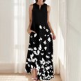 thumbnail image 1 of Ovzne Robes pour Femmes Robe de Plage Femme Mode Confortable Été Imprimé Sans Manches Robe à Col en V Robe de Vacances Imprimée Liquidation, 1 of 5