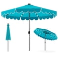 thumbnail image 1 of Gymax 9.3 FT Solar Patio Umbrella w/ 32 LED Lights & Vented Top & Ruffles Beige Turquoise, 1 of 10