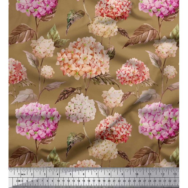 Soimoi Rayon Crepe Fabric Semi Circle Geometric Print Fabric by the Yard 46 Inch Wide