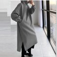thumbnail image 4 of Mikilon Femmes Automne Col Rond Uni Ample à Capuche Confortable à Manches Longues Robe, 4 of 6