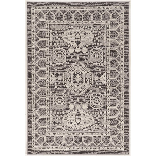 Linon Vintage Hamadan Power Loomed Microfiber Polyester 8'x10' Rug in Gray