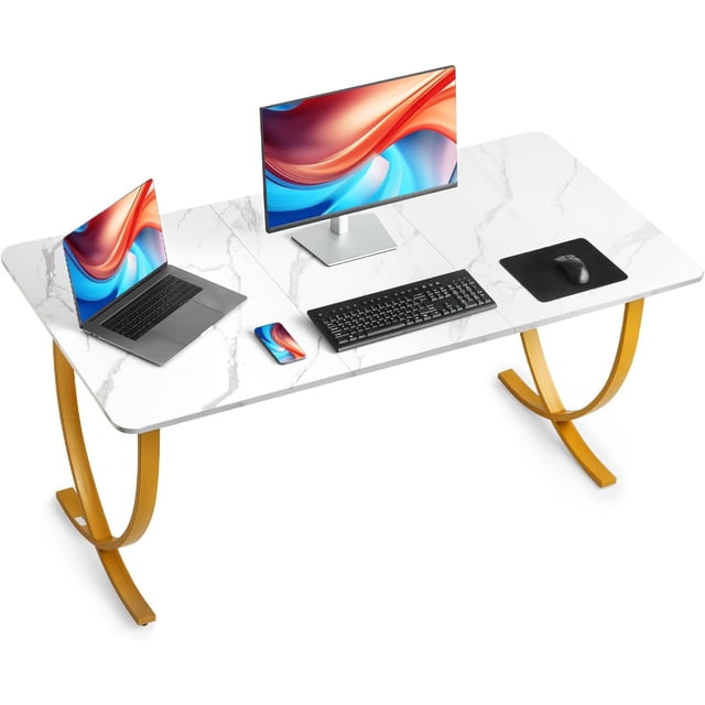 Executive Desk Large Office Desk Modern Computer Table Conference Meeting Room Table Furniture Enlarged Desktop for Home Office and Gold