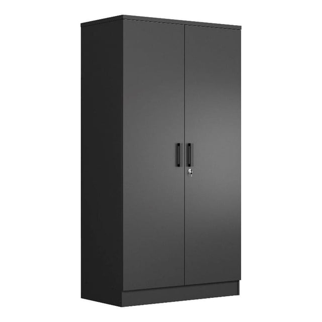 Pemberly Row Armoire Garde-Robe Moderne en Bois à Deux Portes, Noire
