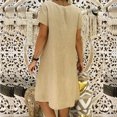 thumbnail image 4 of Bigersell Robe Femme Offres Femme Col en V Manches Courtes Midi Robe Décontractée Style D-78 Robe Midi Grande Taille Robes d'Été, Kaki m, 4 of 7