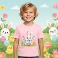 thumbnail image 2 of MIASHUI T-Shirts Graphiques de Pâques pour Garçons Manches Courtes Décontractées Douces Hauts Colorés pour Enfants Rose, 12-13 Ans, 2 of 4