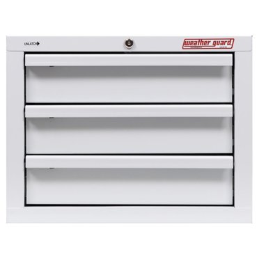 Weather Guard Armoire de Système de Rangement pour Fourgonnette 903-3-01 à Montage sur Tablette; 3 Tiroirs; Acier Enduit de Poudre TUF Armure Blanc; Verrouillable