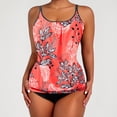thumbnail image 2 of GPOECD Womens Tankini Tops Square Corner Printed Split Summer Bathing Suit Tops for Women 01_Red,S, 2 of 5