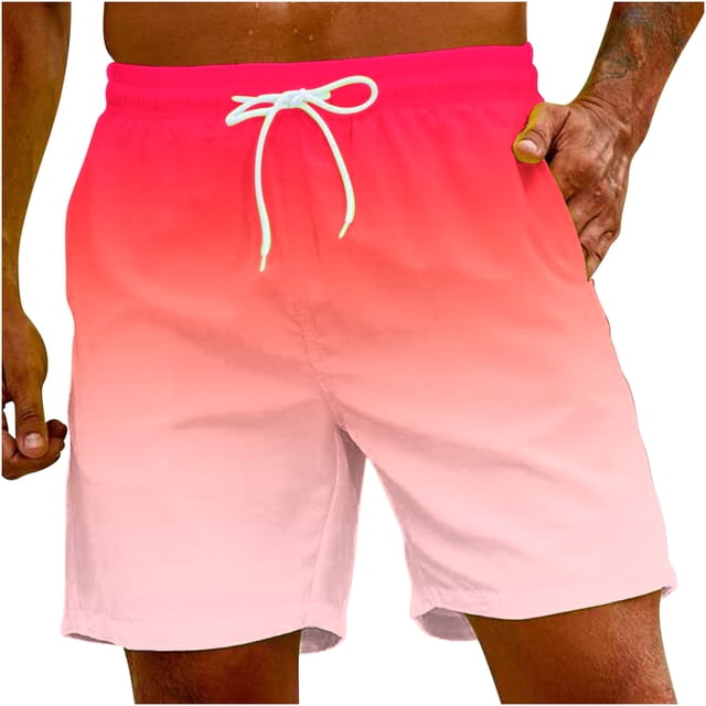 FAIWAD Mens Gradient Shorts Quick Dry Elastic Waist Beach Shorts Workout Sports Lightweight Sweatpant