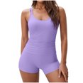 thumbnail image 3 of UPPADA Womens Two Piece Tankini Set Solid Spaghetti Straps Swimsuits with Brief Tummy Control Modest Bathing Suits Full Coverage 2 Piece Beachwear Plus Size Tummy Control Swimsuit for Women Purple,S, 3 of 8