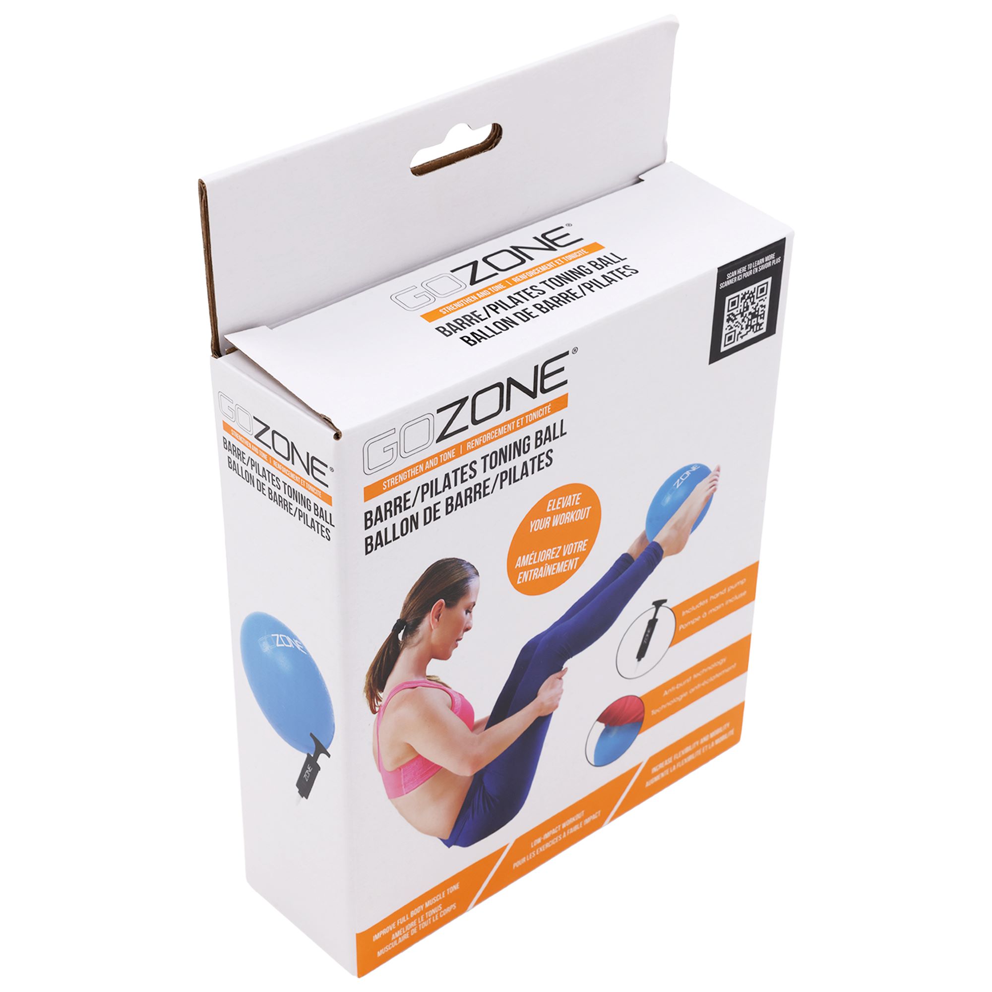 GoZone Ballon d'Exercice pour Pilates, Ballon d'Equilibre pour Tonification, Yoga et Barre, Anti-éclatement, avec Pompe àMmain, Bleu, 22.9 cm