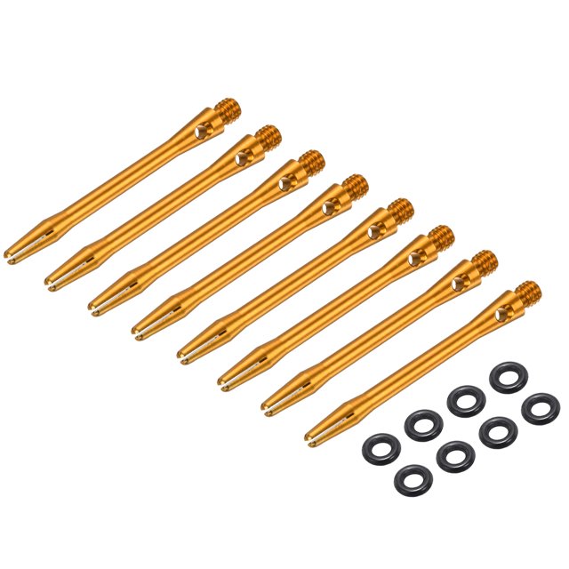 Uxcell 8Pcs Aluminum Dart Shafts 2BA Thread Dart Stems Replacement Accessories with Rubber Rings for Steel Tip Gold 48mm
