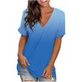 thumbnail image 2 of Blouses pour Femmes Mode Décontractée Dégradé Col en V Manches Courtes T-shirt Ample, 2 of 7